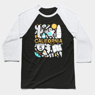 California Color Doodle Baseball T-Shirt